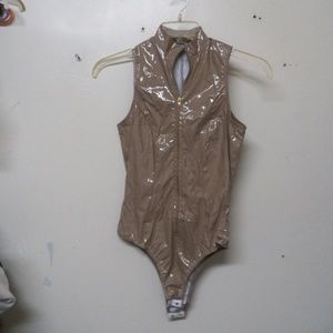 Vegan PVC/Plastic Tan Bodysuit